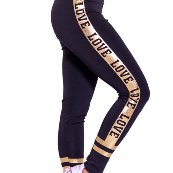 High-Waisted & Love Detailed Leggings with Side Pockets Black - Picture 5 of 6